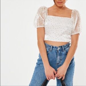 NWT Misguided Puff Sleeve Crop Top